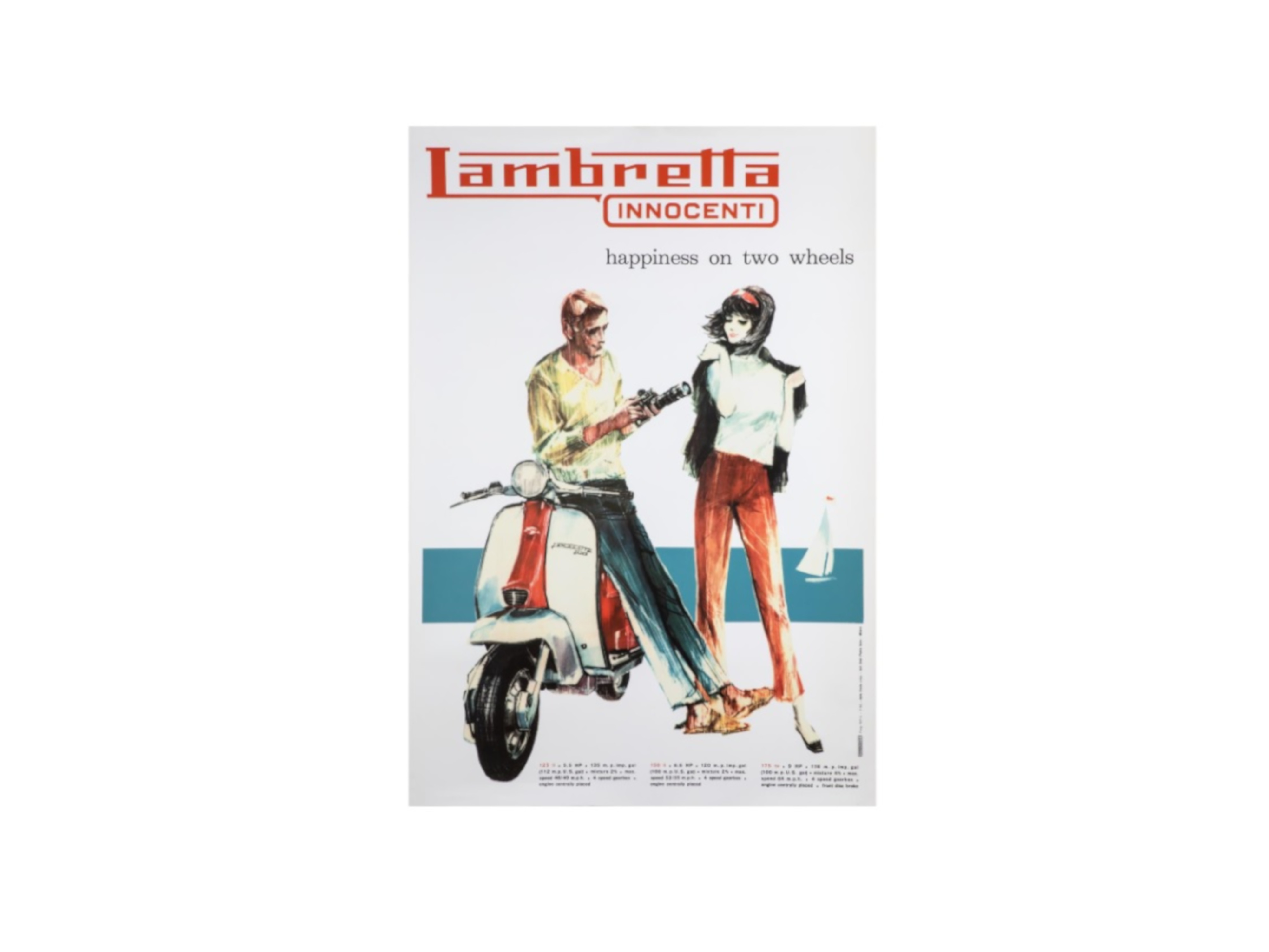 Poster Lambretta 68x98 "happiness on two wheels"